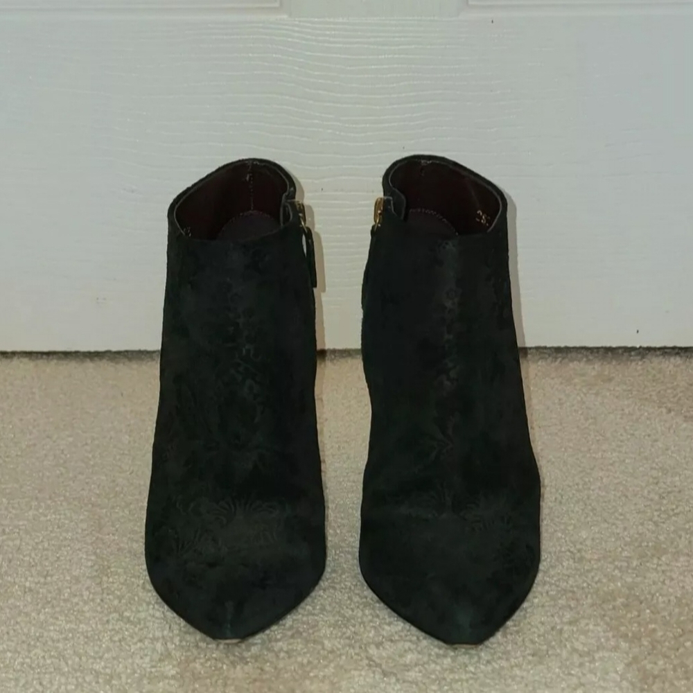 GUCCI Suede Brocade Black Ankle Boots 6 - Picture 4 of 8